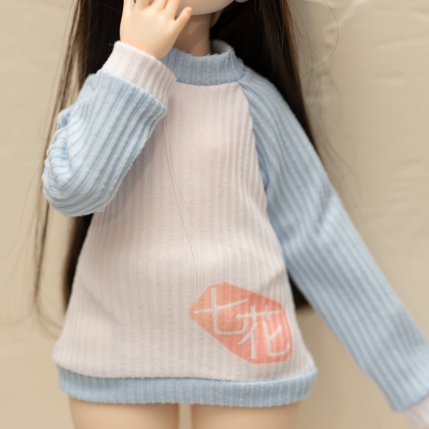 Rib knit shirt [White - Light blue] [1/4] [1/3]