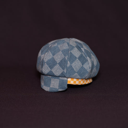 Checked denim newsboy hat [Yellow check]