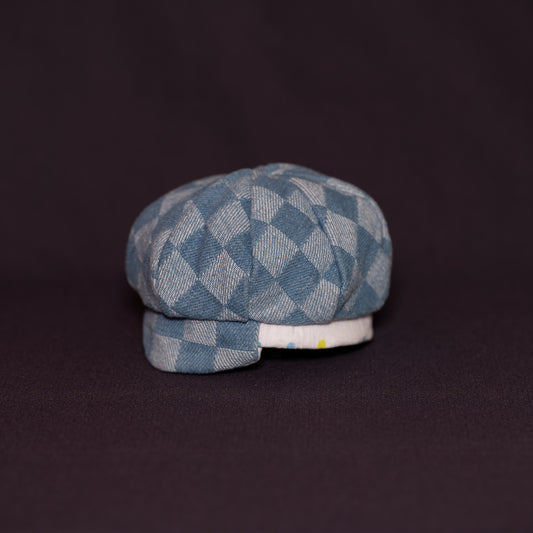 Checked denim newsboy hat [Polka dot]